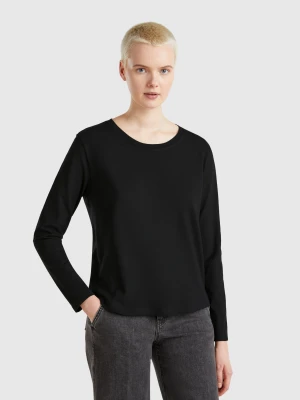 Benetton, Long Sleeve Light Cotton T-shirt, size XXS, Black, Women United Colors of Benetton