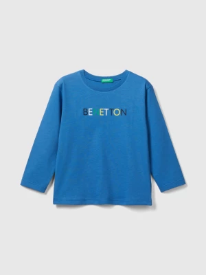 Benetton, Long Sleeve Organic Cotton T-shirt, size 104, Blue, Kids United Colors of Benetton