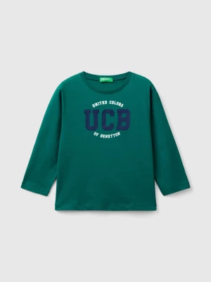 Benetton, Long Sleeve Organic Cotton T-shirt, size 104, Dark Green, Kids United Colors of Benetton