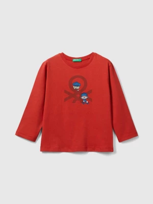 Benetton, Long Sleeve Organic Cotton T-shirt, size 110, Brick Red, Kids United Colors of Benetton