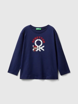 Benetton, Long Sleeve Organic Cotton T-shirt, size 110, Dark Blue, Kids United Colors of Benetton