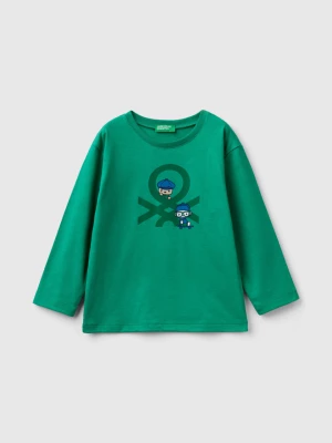 Benetton, Long Sleeve Organic Cotton T-shirt, size 110, Green, Kids United Colors of Benetton