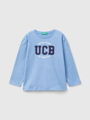 Benetton, Long Sleeve Organic Cotton T-shirt, size 110, Light Blue, Kids United Colors of Benetton