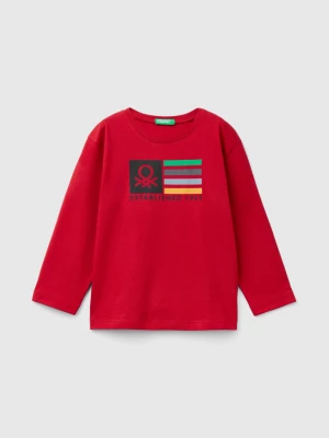 Benetton, Long Sleeve Organic Cotton T-shirt, size 110, Red, Kids United Colors of Benetton