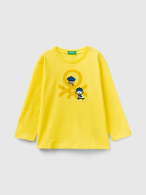 Benetton, Long Sleeve Organic Cotton T-shirt, size 110, Yellow, Kids United Colors of Benetton