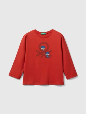 Benetton, Long Sleeve Organic Cotton T-shirt, size 116, Brick Red, Kids United Colors of Benetton