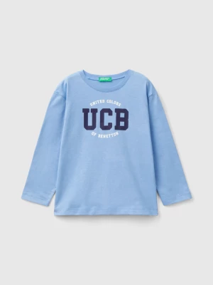 Benetton, Long Sleeve Organic Cotton T-shirt, size 116, Light Blue, Kids United Colors of Benetton