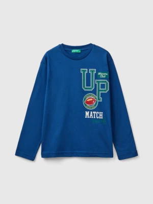 Benetton, Long Sleeve Organic Cotton T-shirt, size 2XL, Blue, Kids United Colors of Benetton