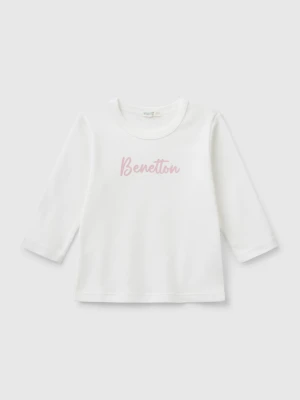 Benetton, Long Sleeve Cotton T-shirt, size 82, Creamy White, Kids United Colors of Benetton