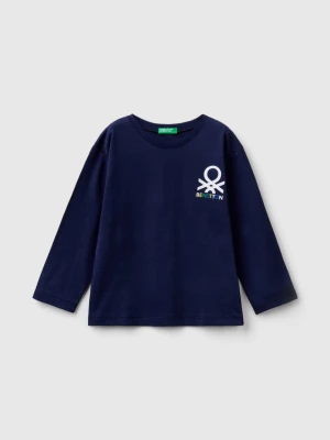 Benetton, Long Sleeve Organic Cotton T-shirt, size 82, Dark Blue, Kids United Colors of Benetton