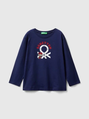 Benetton, Long Sleeve Organic Cotton T-shirt, size 82, Dark Blue, Kids United Colors of Benetton