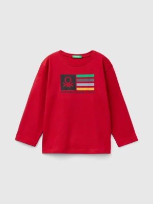 Benetton, Long Sleeve Organic Cotton T-shirt, size 82, Red, Kids United Colors of Benetton