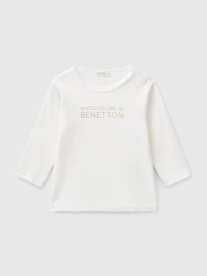 Benetton, Long Sleeve Cotton T-shirt, size 74, White, Kids United Colors of Benetton