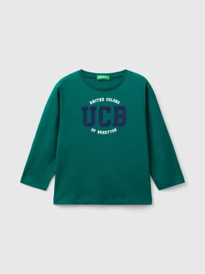 Benetton, Long Sleeve Organic Cotton T-shirt, size 98, Dark Green, Kids United Colors of Benetton