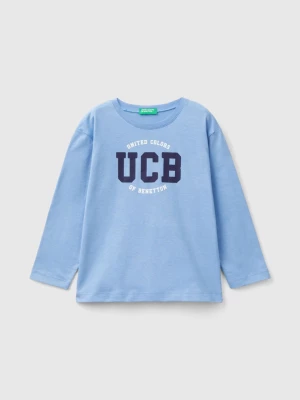 Benetton, Long Sleeve Organic Cotton T-shirt, size 98, Light Blue, Kids United Colors of Benetton