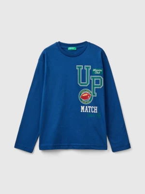 Benetton, Long Sleeve Organic Cotton T-shirt, size L, Blue, Kids United Colors of Benetton
