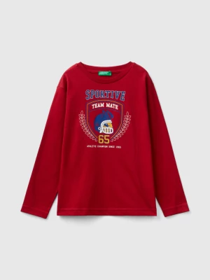 Benetton, Long Sleeve Organic Cotton T-shirt, size L, Red, Kids United Colors of Benetton