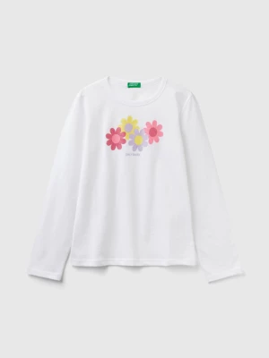Benetton, Long Sleeve Organic Cotton T-shirt, size L, White, Kids United Colors of Benetton
