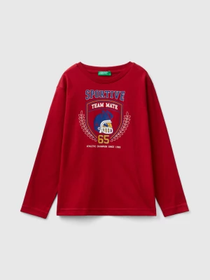 Benetton, Long Sleeve Organic Cotton T-shirt, size M, Red, Kids United Colors of Benetton