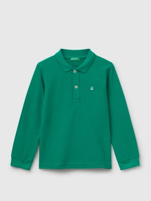 Benetton, Long Sleeve Polo In Cotton, Size: 116, Green, Kids United Colors of Benetton