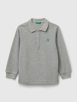 Benetton, Long Sleeve Polo In Cotton, Size: 116, Light Gray, Kids United Colors of Benetton