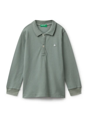 Benetton, Long Sleeve Polo In Cotton, Size: 116, Military Green, Kids United Colors of Benetton
