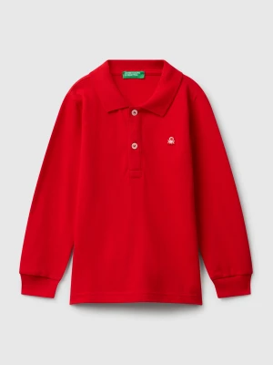 Benetton, Long Sleeve Polo In Cotton, Size: 116, Red, Kids United Colors of Benetton