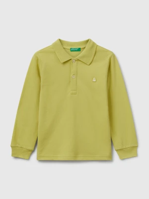 Benetton, Long Sleeve Polo In Cotton, size 116, Yellow, Kids United Colors of Benetton
