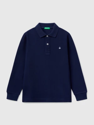 Benetton, Long Sleeve Polo In Cotton, Size: XL, Dark Blue, Kids United Colors of Benetton