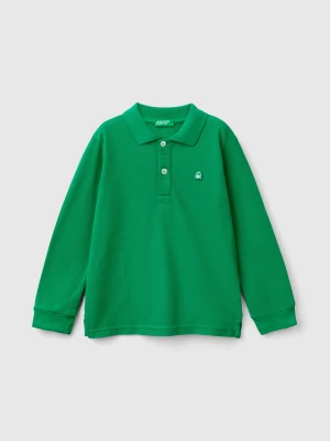 Benetton, Long Sleeve Polo In Organic Cotton, size 116, Green, Kids United Colors of Benetton