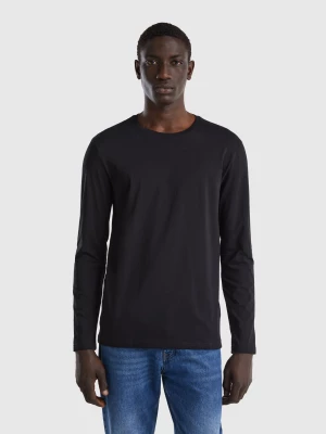 Benetton, Long Sleeve Pure Cotton T-shirt, size L, Black, Men United Colors of Benetton