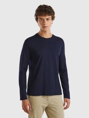 Benetton, Long Sleeve Pure Cotton T-shirt, size L, Dark Blue, Men United Colors of Benetton