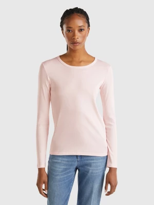 Benetton, Long Sleeve Pure Cotton T-shirt, size L, Pastel Pink, Women United Colors of Benetton