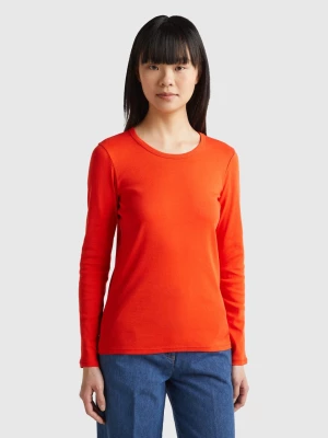 Benetton, Long Sleeve Pure Cotton T-shirt, size L, Red, Women United Colors of Benetton
