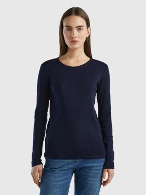 Benetton, Long Sleeve Pure Cotton T-shirt, size M, Dark Blue, Women United Colors of Benetton