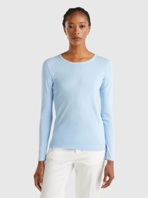 Benetton, Long Sleeve Pure Cotton T-shirt, size M, Light Blue, Women United Colors of Benetton
