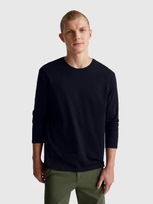 Benetton, Long Sleeve Pure Cotton T-shirt, Size: XL, Dark Blue, Men United Colors of Benetton
