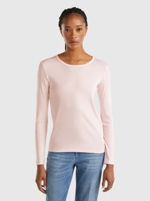 Benetton, Long Sleeve Pure Cotton T-shirt, size XL, Pastel Pink, Women United Colors of Benetton