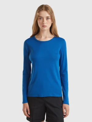 Benetton, Long Sleeve Pure Cotton T-shirt, size XS, Air Force Blue, Women United Colors of Benetton