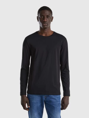 Benetton, Long Sleeve Pure Cotton T-shirt, size XS, Black, Men United Colors of Benetton