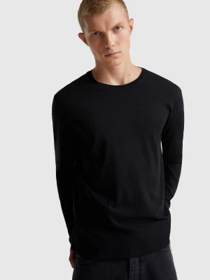 Benetton, Long Sleeve Pure Cotton T-shirt, Size: XS, Black, Men United Colors of Benetton