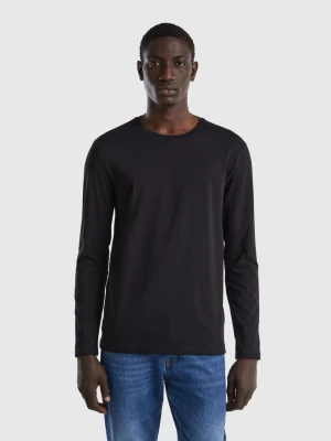 Benetton, Long Sleeve Pure Cotton T-shirt, size XXL, Black, Men United Colors of Benetton