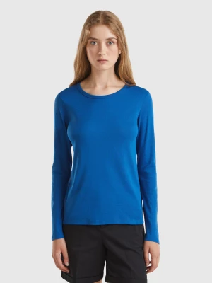 Benetton, Long Sleeve Pure Cotton T-shirt, size XXS, Air Force Blue, Women United Colors of Benetton