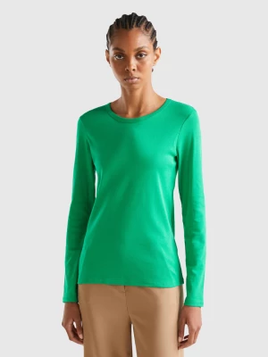 Benetton, Long Sleeve Pure Cotton T-shirt, size XXS, Green, Women United Colors of Benetton