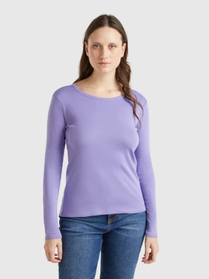 Benetton, Long Sleeve Pure Cotton T-shirt, size XXS, Periwinkle, Women United Colors of Benetton