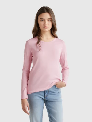 Benetton, Long Sleeve Pure Cotton T-shirt, size M, Pink, Women United Colors of Benetton