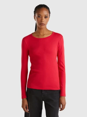 Benetton, Long Sleeve Pure Cotton T-shirt, size XXS, Red, Women United Colors of Benetton