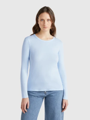 Benetton, Long Sleeve Pure Cotton T-shirt, size XXS, Sky Blue, Women United Colors of Benetton