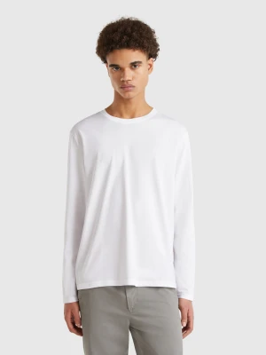 Benetton, Long Sleeve Pure Cotton T-shirt, size XXXL, White, Men United Colors of Benetton