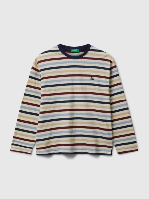 Benetton, Long Sleeve Striped T-shirt, Size: M, Creamy White, Kids United Colors of Benetton